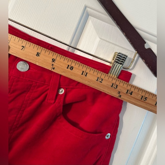 RE/DONE 26 Velvet High Rise Ankle Crop Jeans Pants Red Holiday Christmas Party - Picture 8 of 16